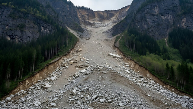 A winding mountain road follows a rushing river through a lush green summer landscape of dense forests, rocky valleys, and hiking trails under a clear sky - Powered by Adobe