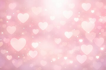 Soft pink background with floating hearts and sparkles