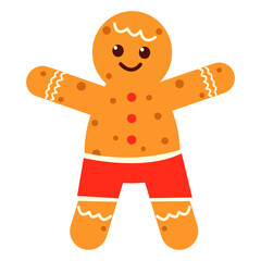Obraz premium Cute Gingerbread Man Cookies Character. Isolated on White Background.