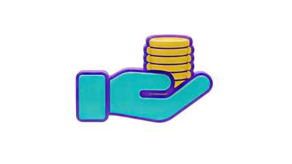 Hand Holding Stack of Coins Icon