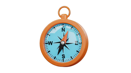 Orange Compass with Blue Face and Orange Needle