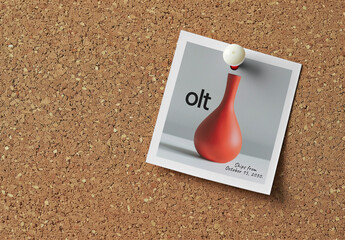 Red Vase Photo Mockup Pinned To Corkboard PSD