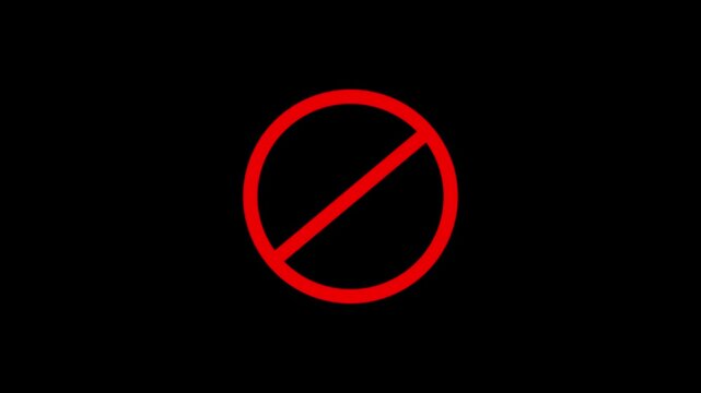 No entry icon showing deny action and blocked access status. No entry animation represents ban signal, access restriction, and not allow decision. 4k video 
