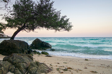 Sea wave over coast , San wan Beach is nearly Ta Waen Beach , Koh larn ,Pattaya