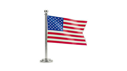 Tabletop United States Flag on Silver Pole