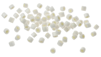 Floating marshmallows on transparent background
