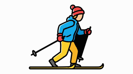 Fototapeta premium A person cross-country skiing, dressed in warm winter attire and using poles