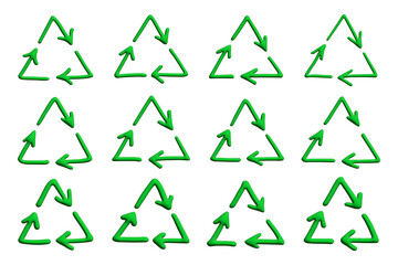 Obraz premium Set of 3d recycle arrow icon Recycling resources symbol Reuse of materials, zero waste, green environment, saving the planet