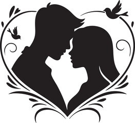 Husband and Wife on Cycle with Heart Shaped Balloons Vector Illustration