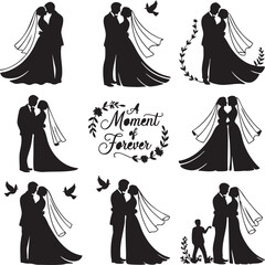 Romantic Valentine Couple Silhouette with Love Bird Vector