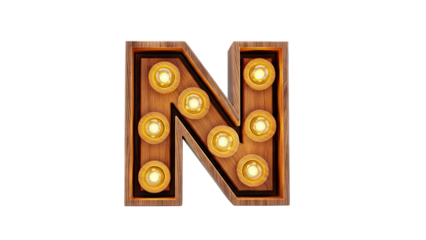 Wooden Marquee Letter N with Lights