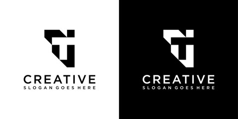 TJ or JT initial letter logo design vector template