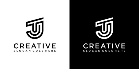 TJ or JT initial letter logo design vector template