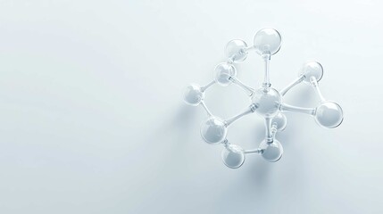complex pharmaceutical molecule, a beautiful and intricate 3D structure of atoms and bonds, rendered as if made from glass and light, floating in a clean, white space, medical science art. 