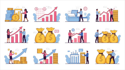 Set of mini business concepts of entrepreneurs. Concepts for web design.eps