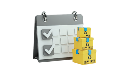 Delivery Schedule with Checklist and Stacked Boxes