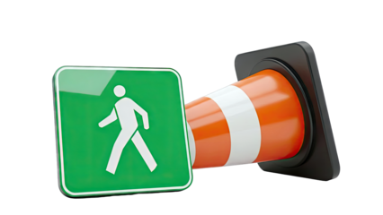 Exit Sign and Traffic Cone