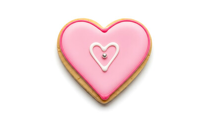 Obraz premium pink heart shaped cookie isolated on white background representing love romance valentines day sweet dessert bakery gift and cute romantic food concept