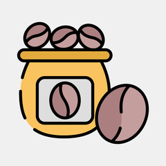Icon coffee bean. Coffee shop elements. Icon in filled line style.