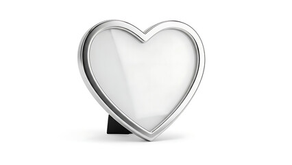 silver heart outline isolated on white background symbolizing love romance minimal elegance wedding...