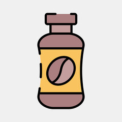 Icon coffee bottle. Coffee shop elements. Icon in filled line style.