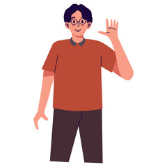 People Waving Character with Cartoon Design. Vector Illustration.