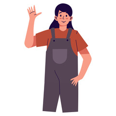 People Waving Character with Cartoon Design. Vector Illustration.