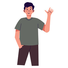 People Waving Character with Cartoon Design. Vector Illustration.