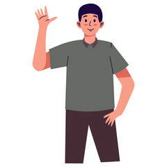 People Waving Character with Cartoon Design. Vector Illustration.