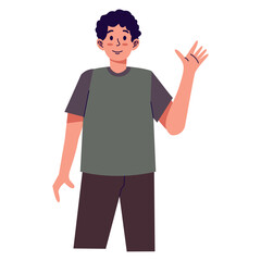 People Waving Character with Cartoon Design. Vector Illustration.