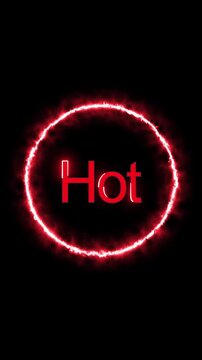 Red hot ring fire animation abstract background vf x vertical video. Animated red hot fire ring energy power motion graphics vertical video.