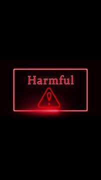 Red neon warning alert sign animation vf x broadcast television vertical video. Animated red neon warning alert sign danger motion graphics vertical video.