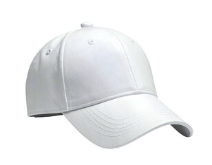 Crisp white baseball cap isolated on a transparent background