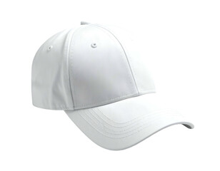 A crisp, clean white baseball cap sits against a dark background