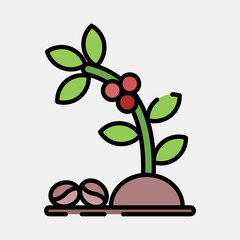 Icon coffee tree. Coffee shop elements. Icon in filled line style.