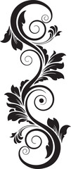 Fototapeta premium Black Floral Swirl Design.