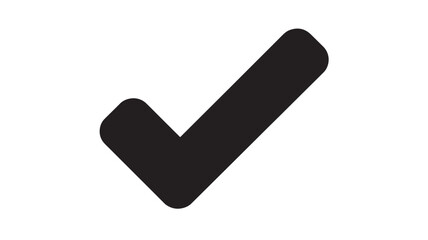 Black checkmark icon in simple minimalist design with bold solid color on white background for user interface