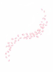 Pink petals falling gently in a curve