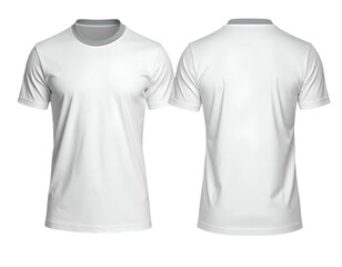 Front and back views of a white crew neck t-shirt with grey collar