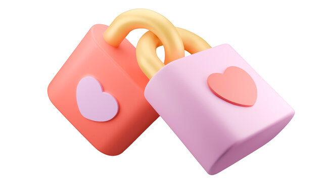 3D Locked Together Padlocks Icon: Symbol of Eternal Bond and Unity