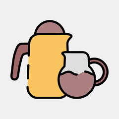 Icon milk and syrup. Coffee shop elements. Icon in filled line style.