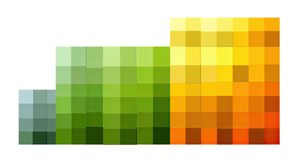 Pixelated blocks of varying colors, gradient effect, abstract stepped design
