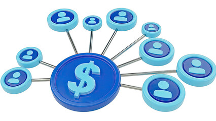 Dollar Coin Connected to User Icons Network