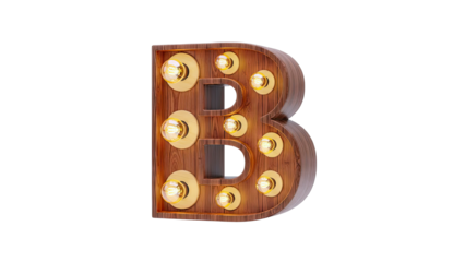 Wooden Marquee Letter B with Incandescent Bulbs