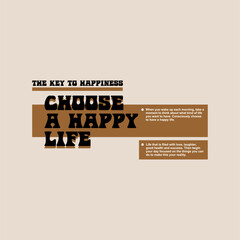 Fototapeta premium the key to happiness slogan s...