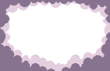Obraz premium Pixel art of violet layered gradient clouds with transparent background, can be used for wallpaper or background. This retro 8-bit landscape is perfect for platformer game scenery or nature backdrops.