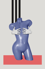 Collage art with a female mannequin