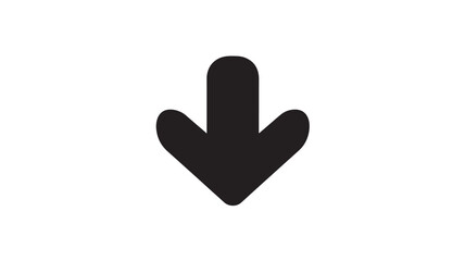 Black Download Arrow Icon in Simple Flat Design with High Contrast on White Background for Web Interface
