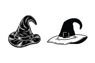 Haunted Witch Hat Silhouette Illustration Spooky Accessory Costume Design