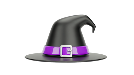 Black Witch Hat with Purple Band and Buckle